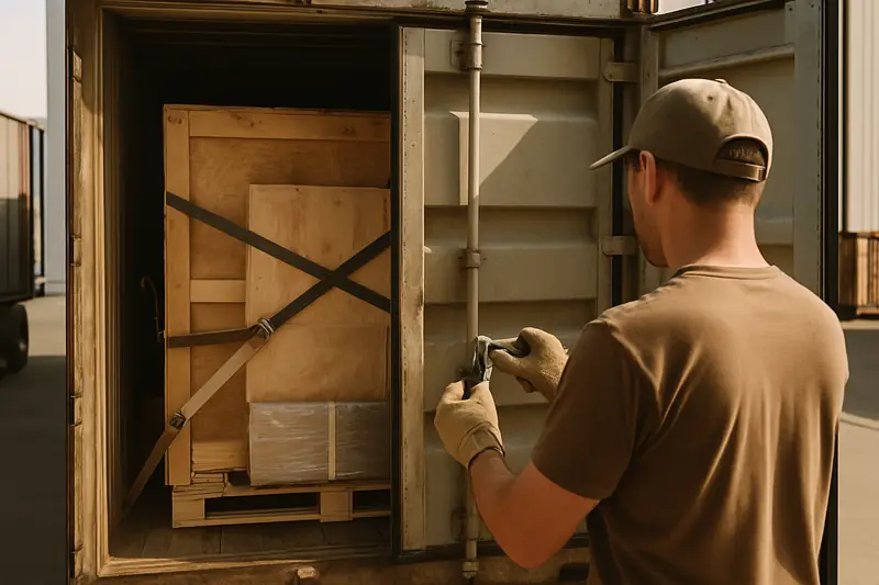Bolt seal being fastened on a closed container door